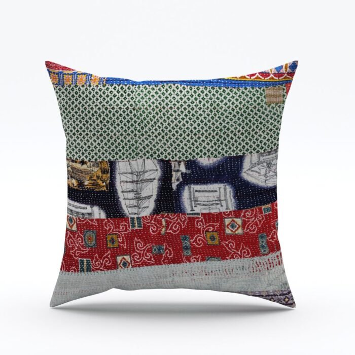 block print vintage pillow cover, size 25inch*25inch on white background