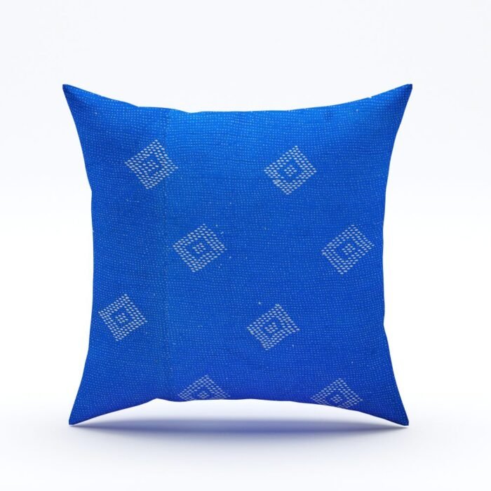 block print blue pillow cover, size 25inch*25inch on white background