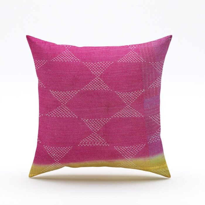 block print pink pillow cover, size 25inch*25inch on white background