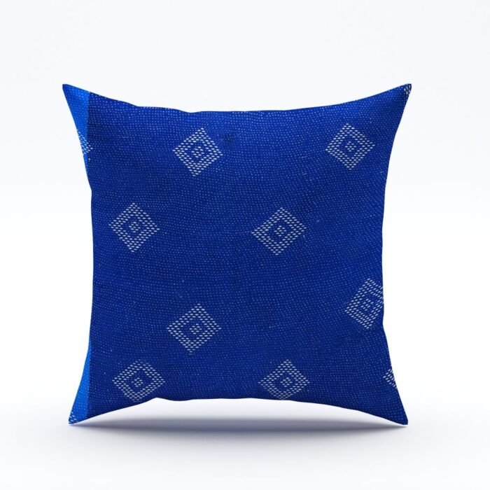 block print blue pillow cover, size 25inch*25inch on white background